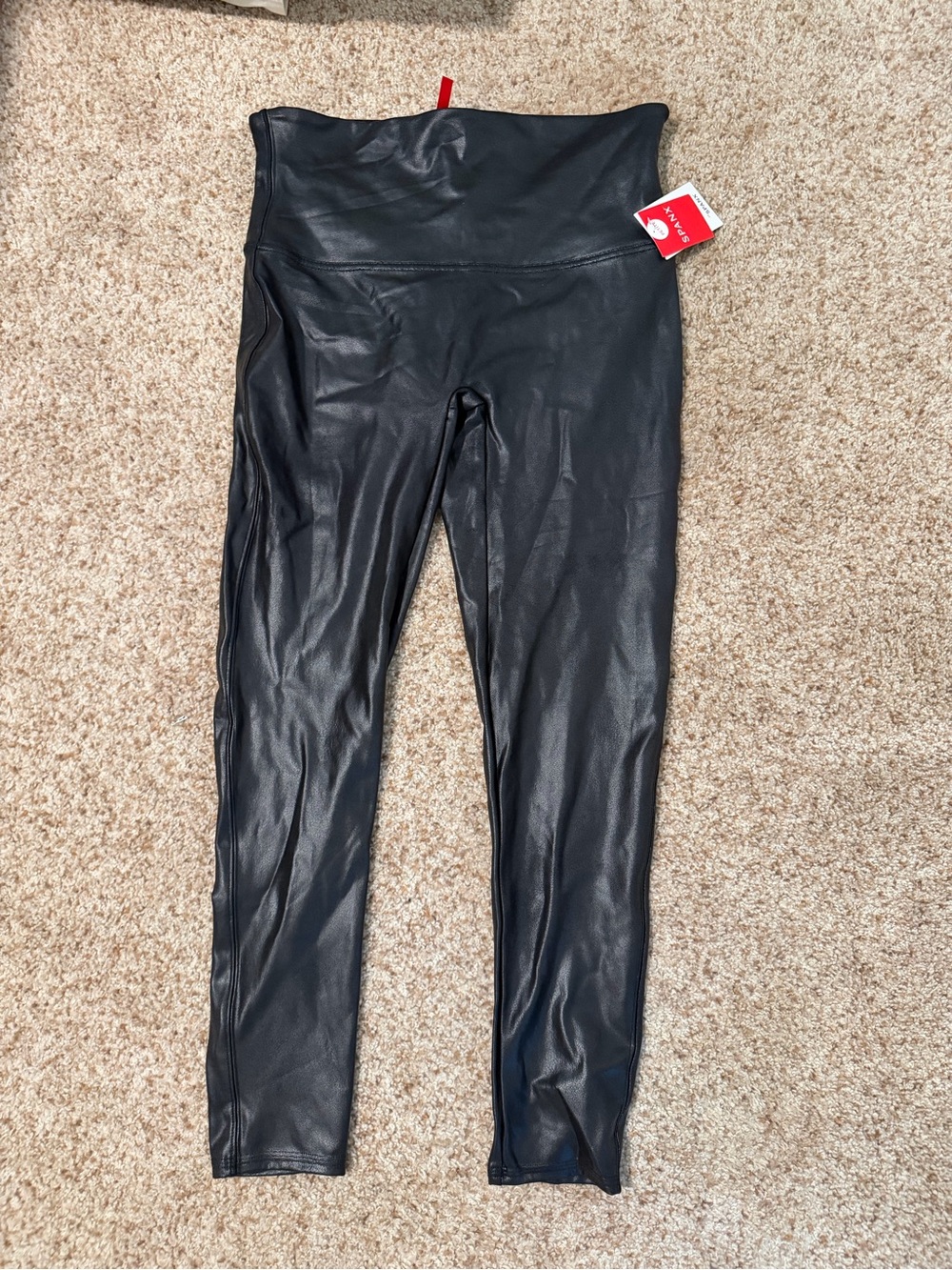SPANX Black Faux Leather High-Waist Jeggings